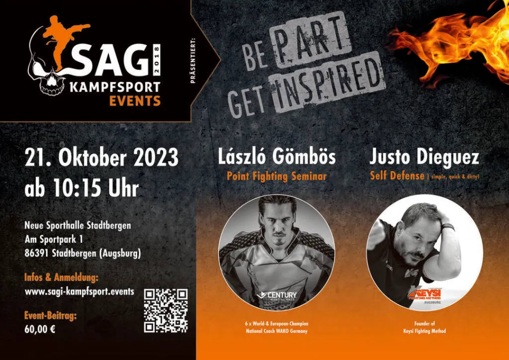 Flyer für Kampfsport-Event für Kickboxen und Keysi am 21.10.2023